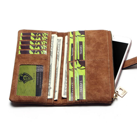 Drawstring Nubuck Leather Wallet