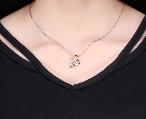 Love Heart Shape Silver Necklace