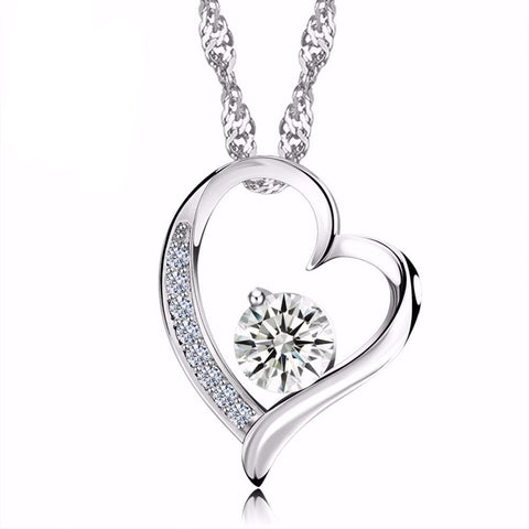 Love Heart Shape Silver Necklace